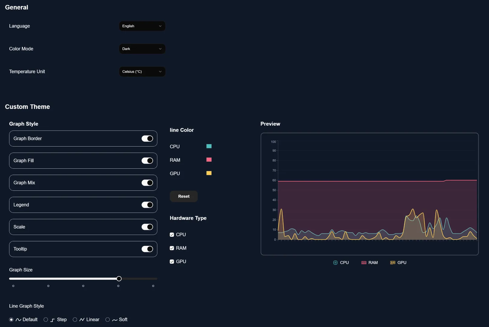 Screenshot of Settings